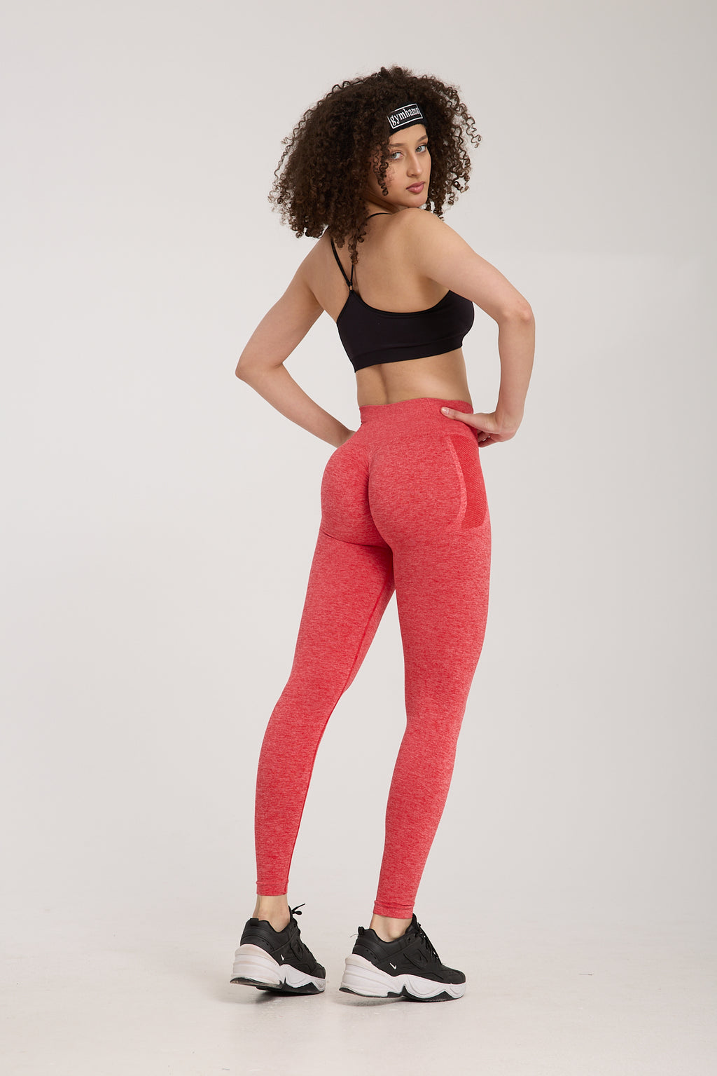 Kırmızı Kırçıllı Esnek Kalçası Büzgülü Kalça Şekillendirici Push Up Kadın Spor Tayt