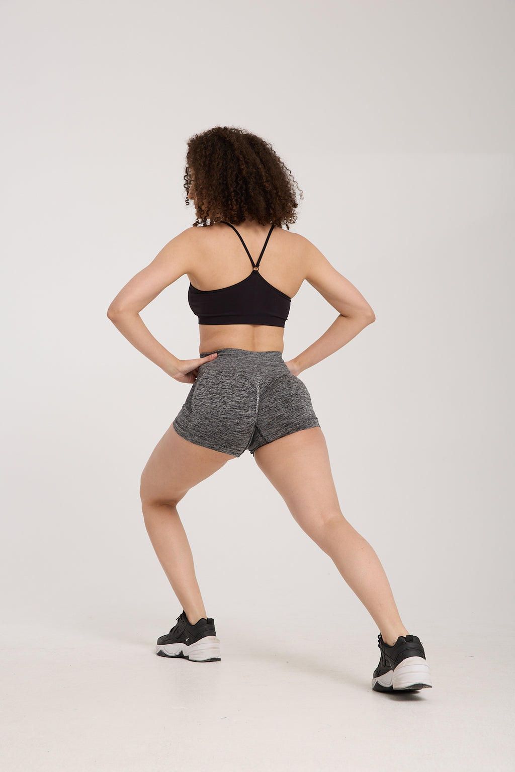 Gymhams Drop Gri-Melanj Kalça Büzgülü Süper Mini Şort