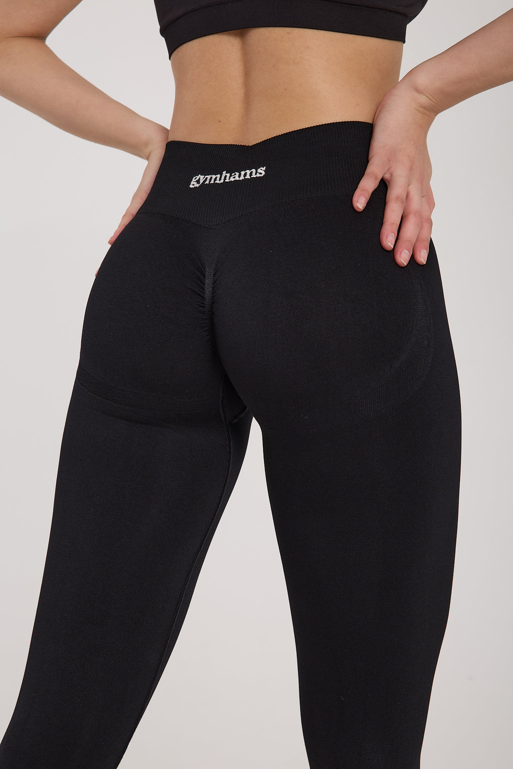 Drop Serisi Siyah Kalçası Büzgülü Kalça Şekillendirici Push Up Kadın Spor Tayt