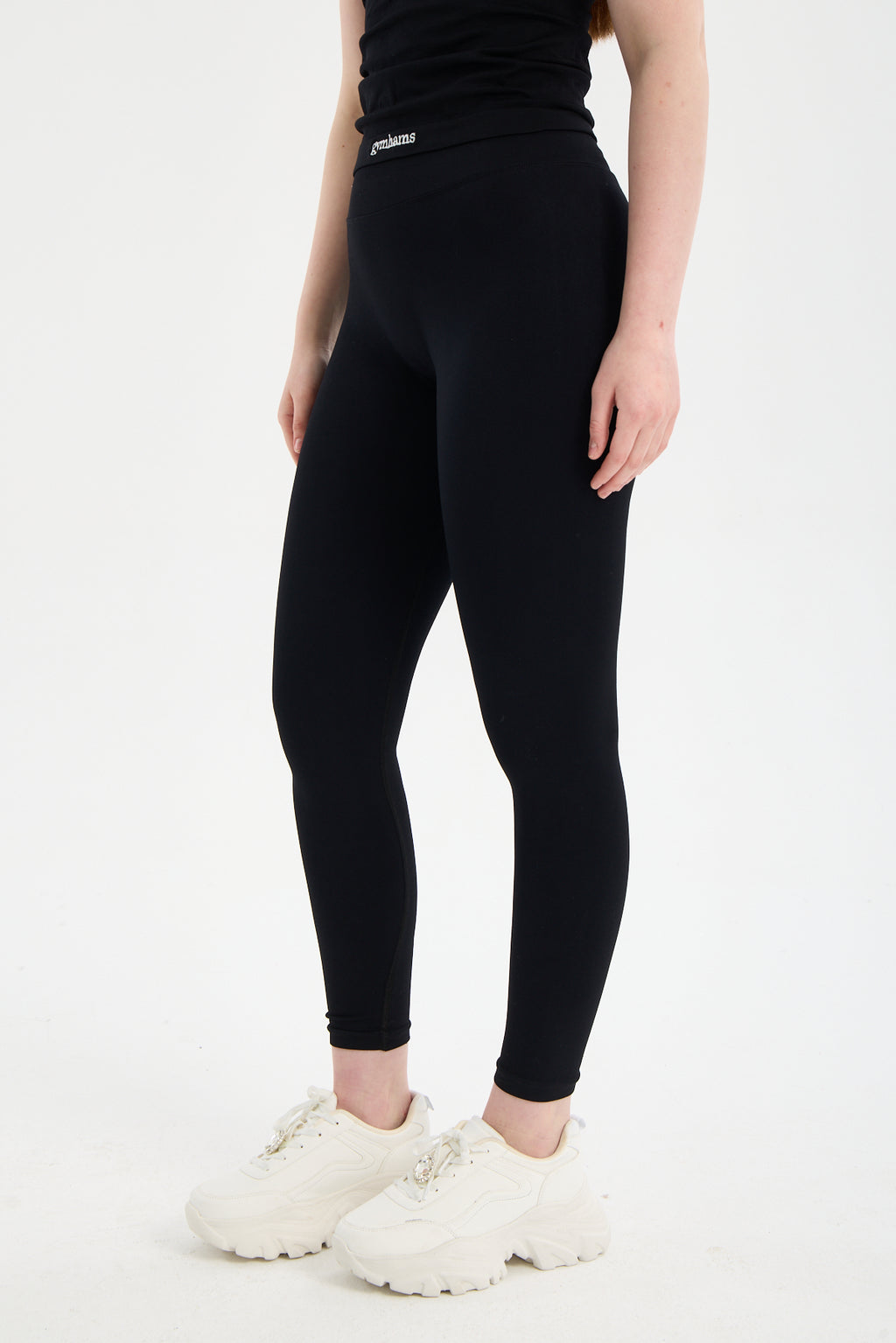 Siyah CloudSoft Arkası V Kesim Dikişsiz Spor Tayt - Belirgin Olmayan Hafif Büzgülü Fitness Taytı