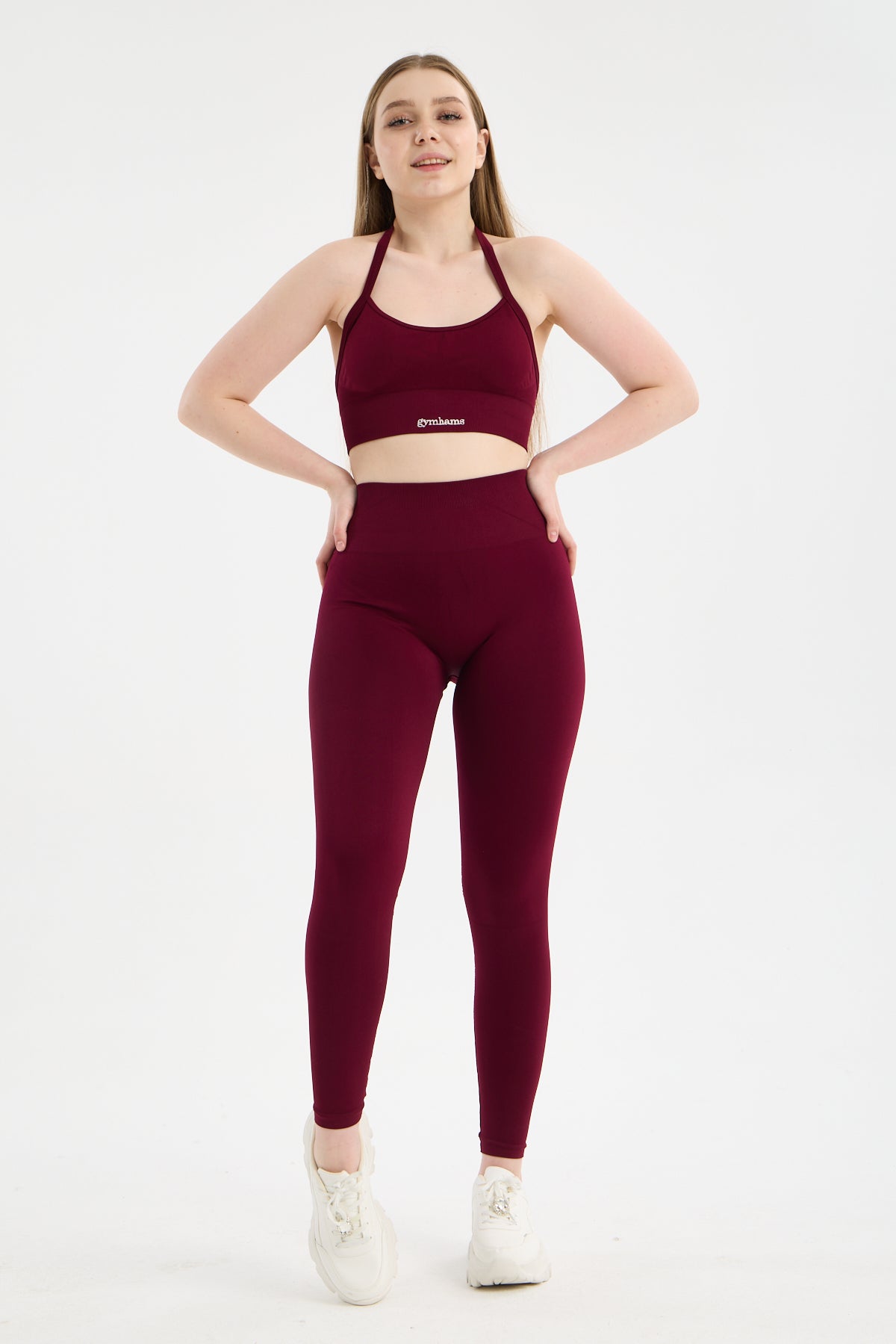 Drop Kadın 3’LÜ Seamless Spor Takım(Halter Yaka Pedli Bra - Büzgülü Push Up Tayt- Mini Şort)