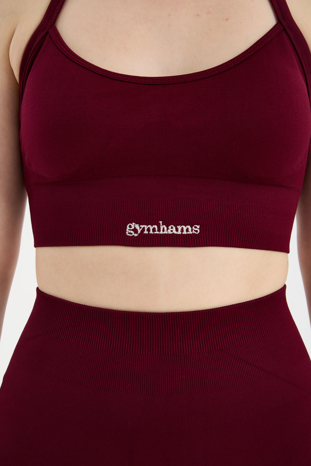 Bordo Drop Halter Yaka Seamless Spor Sütyeni - Esnek Soft Yoga/Pilates/Fitness Üstü