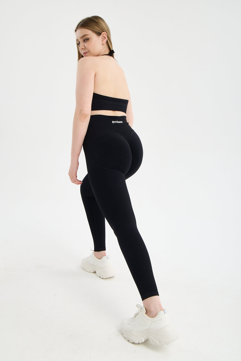 Siyah Venüs-V Shape Serisi Kalçası Büzgülü Yüksek Bel Kalça Şekillendirici Push Up Kadın Spor Tayt