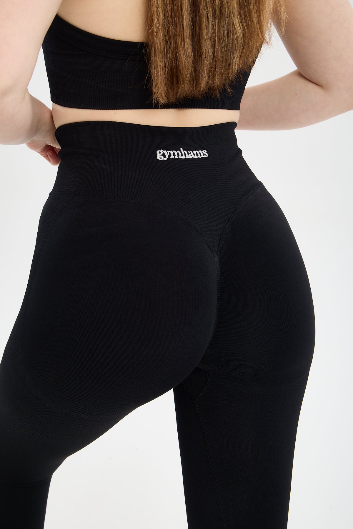 Siyah Venüs-V Shape Serisi Kalçası Büzgülü Yüksek Bel Kalça Şekillendirici Push Up Kadın Spor Tayt