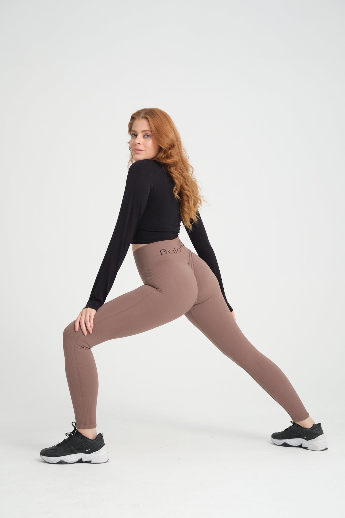 Balance Kahve Kalçası Büzgülü Kalça Şekillendirici Push Up Kadın Spor Tayt