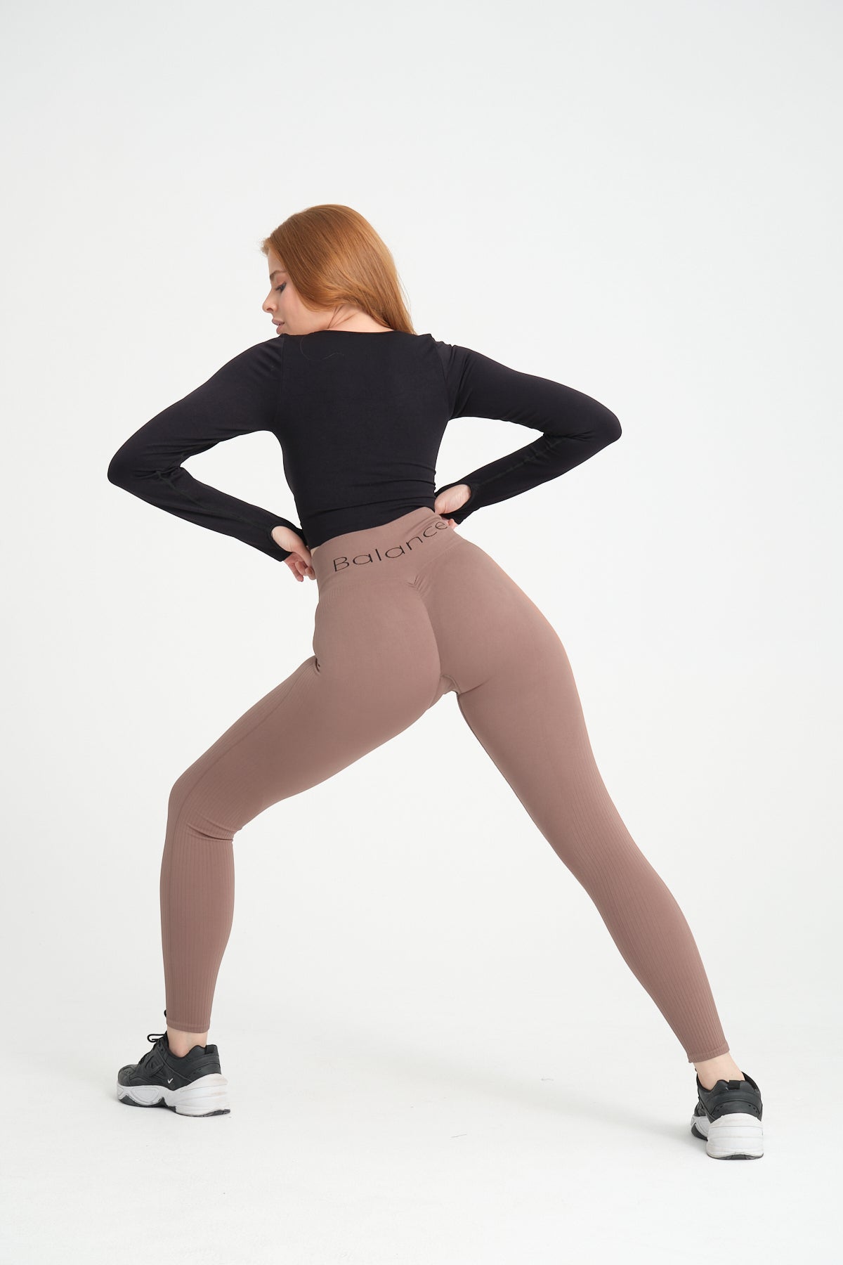 Balance Kahve Kalçası Büzgülü Kalça Şekillendirici Push Up Kadın Spor Tayt
