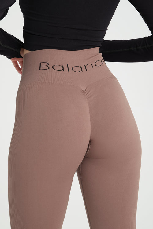 Balance Kahve Kalçası Büzgülü Kalça Şekillendirici Push Up Kadın Spor Tayt