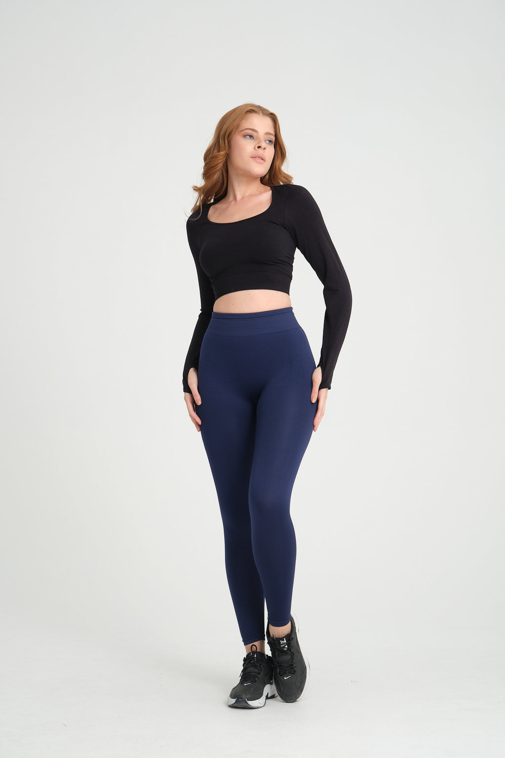 Drop Serisi Lacivert Kalçası Büzgülü Kalça Şekillendirici Push Up Kadın Spor Tayt
