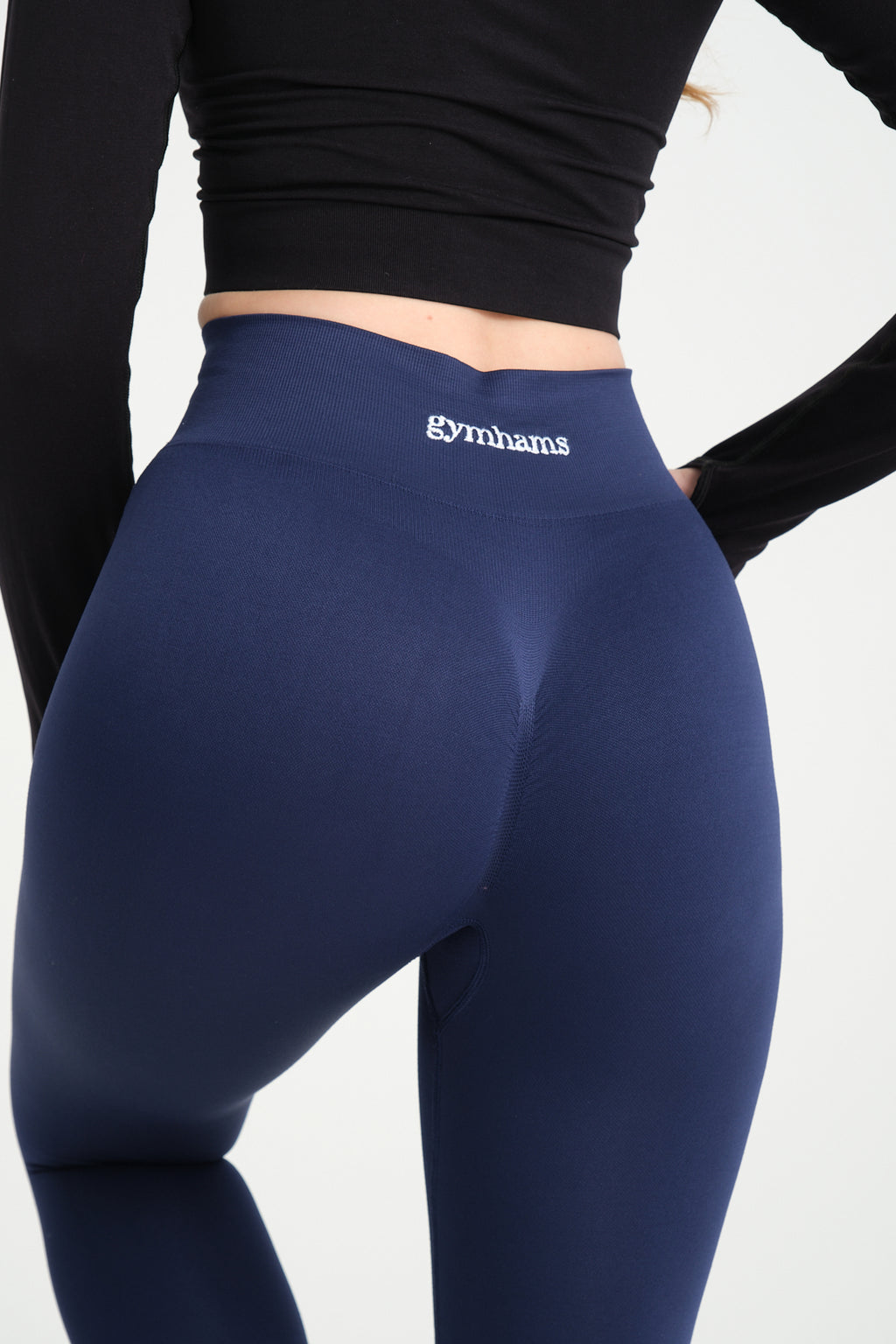 Drop Serisi Lacivert Kalçası Büzgülü Kalça Şekillendirici Push Up Kadın Spor Tayt