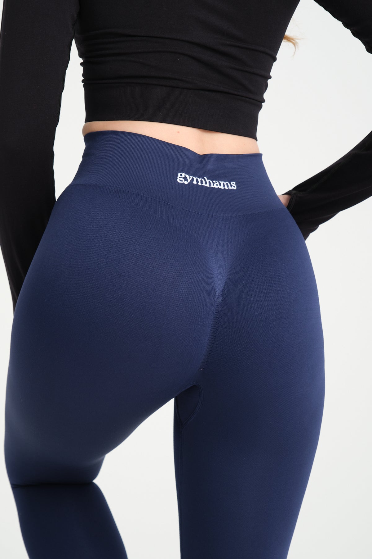 Drop Serisi Lacivert Kalçası Büzgülü Kalça Şekillendirici Push Up Kadın Spor Tayt