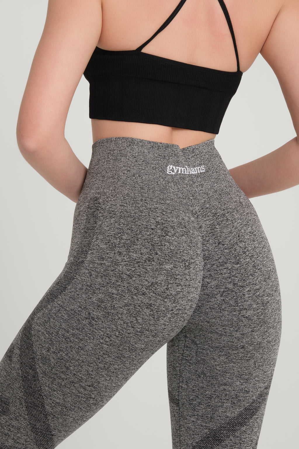 Gri Desenli Kalçası Büzgülü Kalça Şekillendirici Toparlayıcı Push Up Kadın Spor Tayt