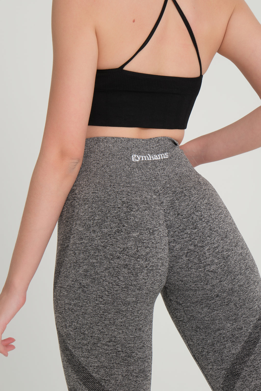 Gri Desenli Kalçası Büzgülü Kalça Şekillendirici Toparlayıcı Push Up Kadın Spor Tayt