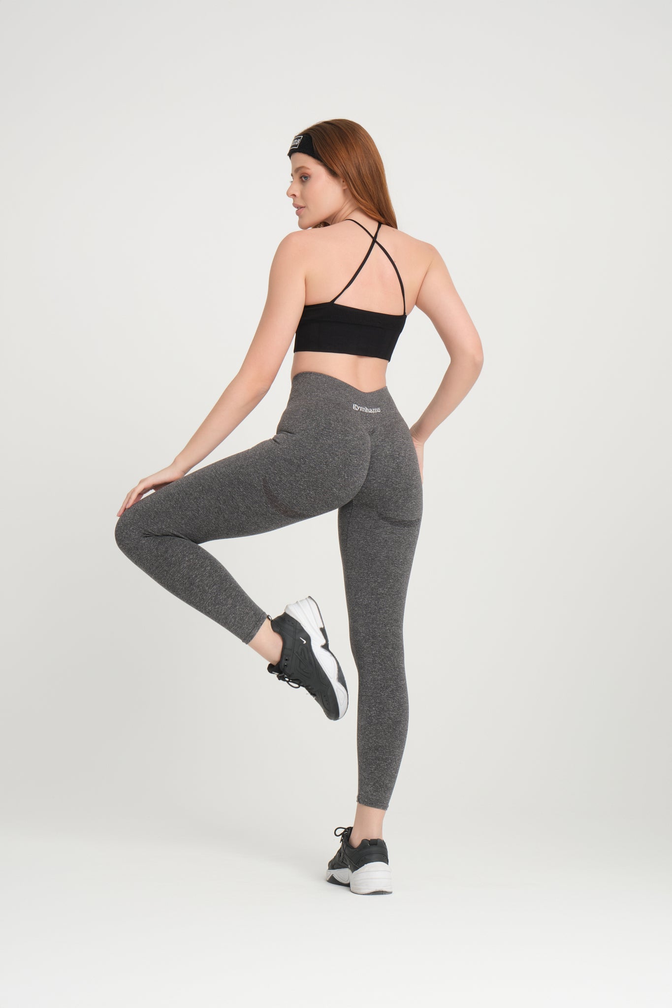 Gri Rock Kalçası Büzgülü Kalça Şekillendirici Toparlayıcı Push Up Kadın Spor Tayt