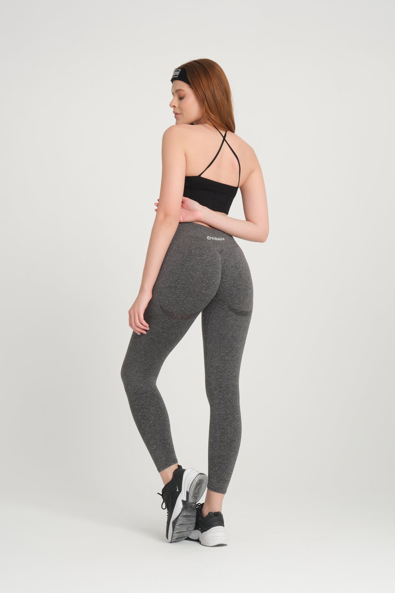 Gri Rock Kalçası Büzgülü Kalça Şekillendirici Toparlayıcı Push Up Kadın Spor Tayt