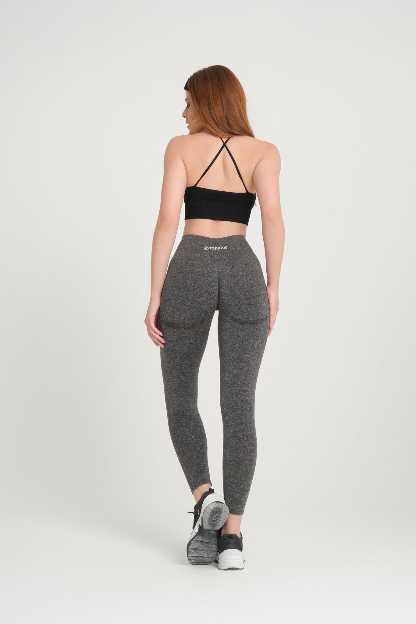 Gri Rock Kalçası Büzgülü Kalça Şekillendirici Toparlayıcı Push Up Kadın Spor Tayt