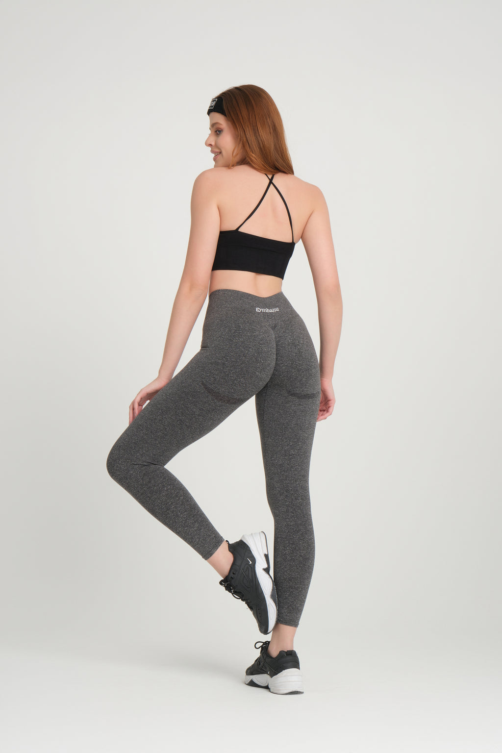 Gri Rock Kalçası Büzgülü Kalça Şekillendirici Toparlayıcı Push Up Kadın Spor Tayt