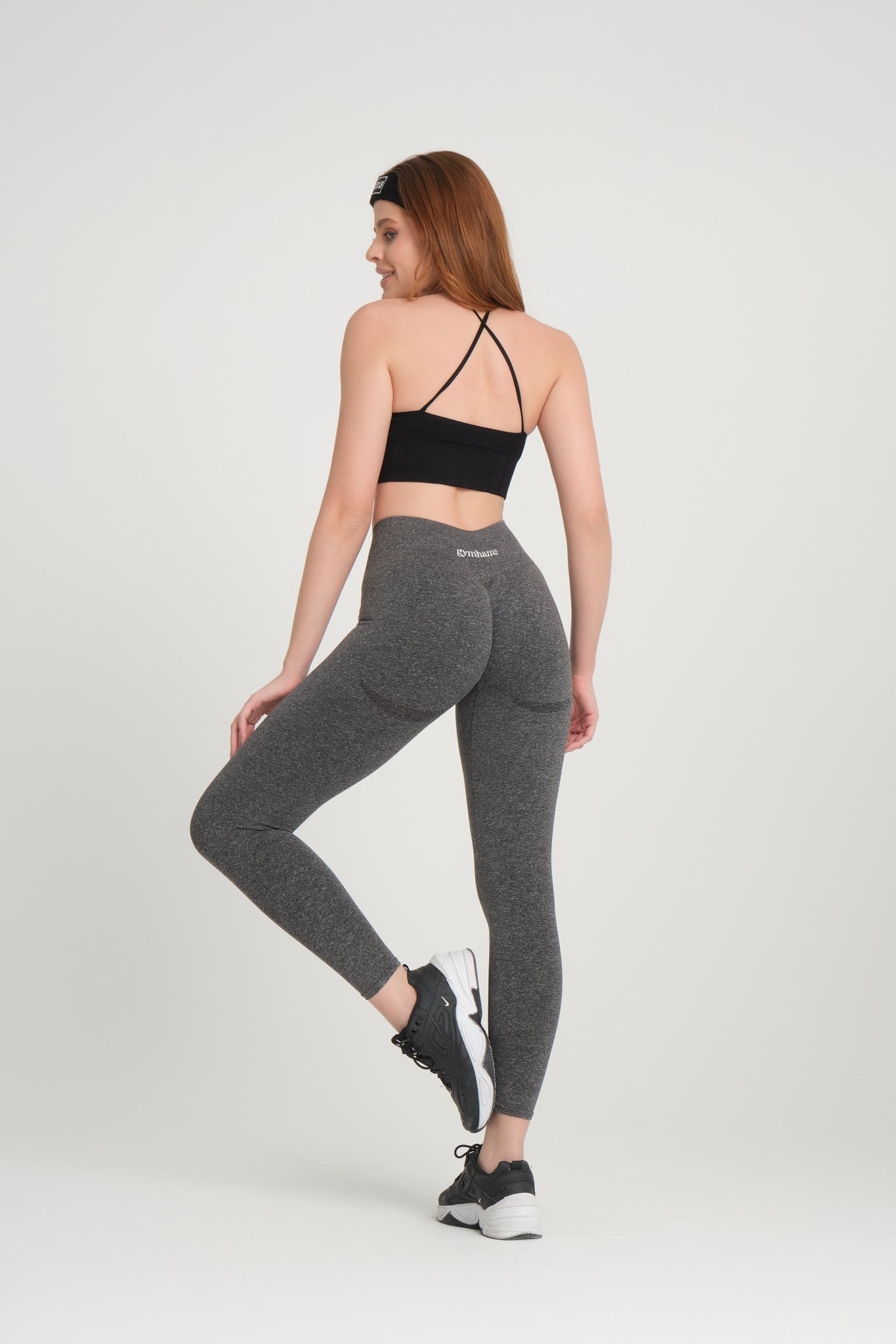 Gri Rock Kalçası Büzgülü Kalça Şekillendirici Toparlayıcı Push Up Kadın Spor Tayt