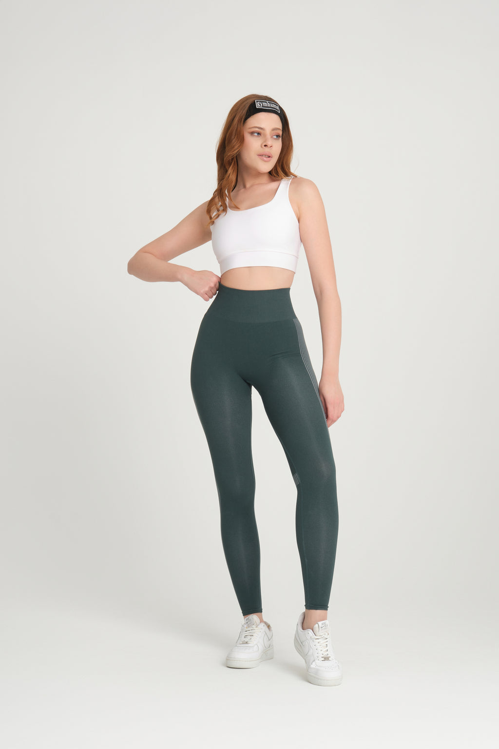 Wind Serisi Petrol Yeşil Yumuşak İnce Yapılı Büzgülü Push Up Yüksek Bel Kadın Spor Tayt