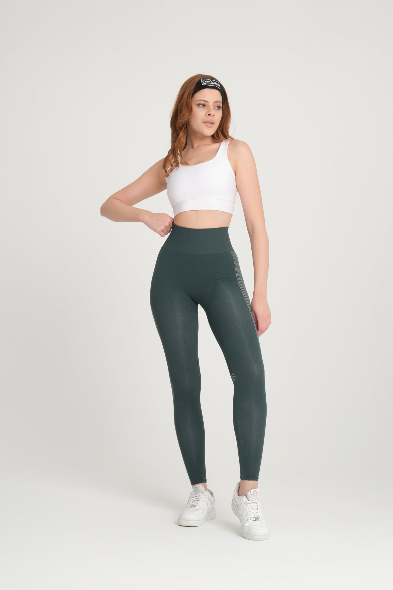 Wind Serisi Petrol Yeşil Yumuşak İnce Yapılı Büzgülü Push Up Yüksek Bel Kadın Spor Tayt