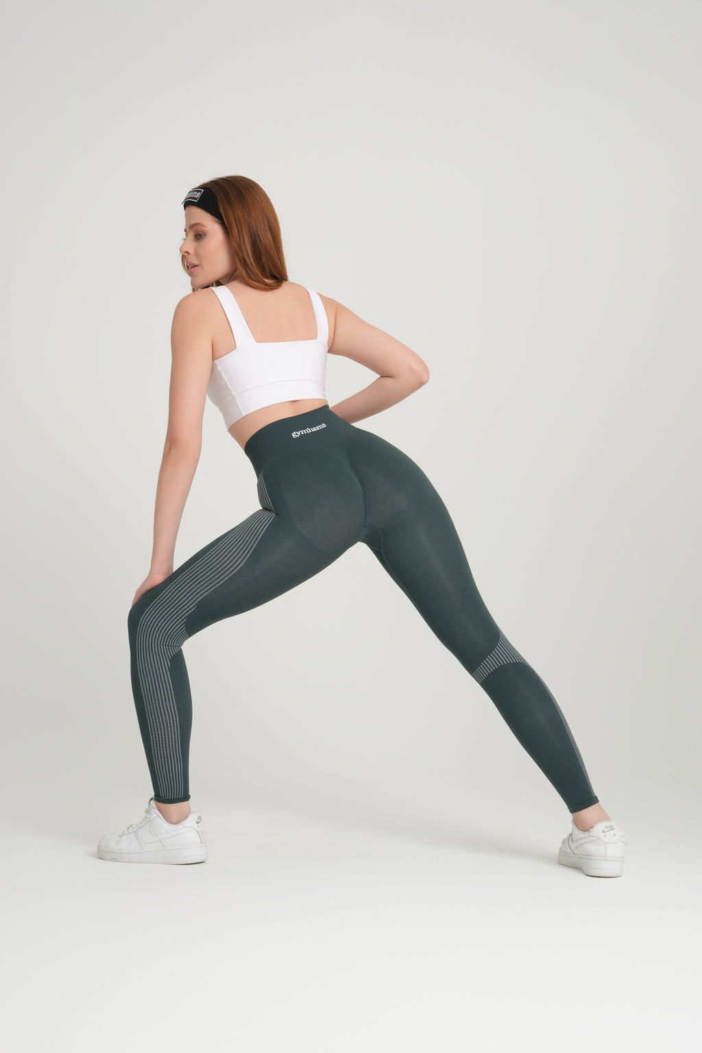 Wind Serisi Petrol Yeşil Yumuşak İnce Yapılı Büzgülü Push Up Yüksek Bel Kadın Spor Tayt
