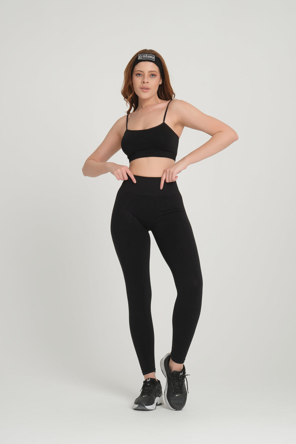 Siyah (BASKISIZ) Kalçası Büzgülü Kalça Şekillendirici Push Up Kadın Spor Tayt