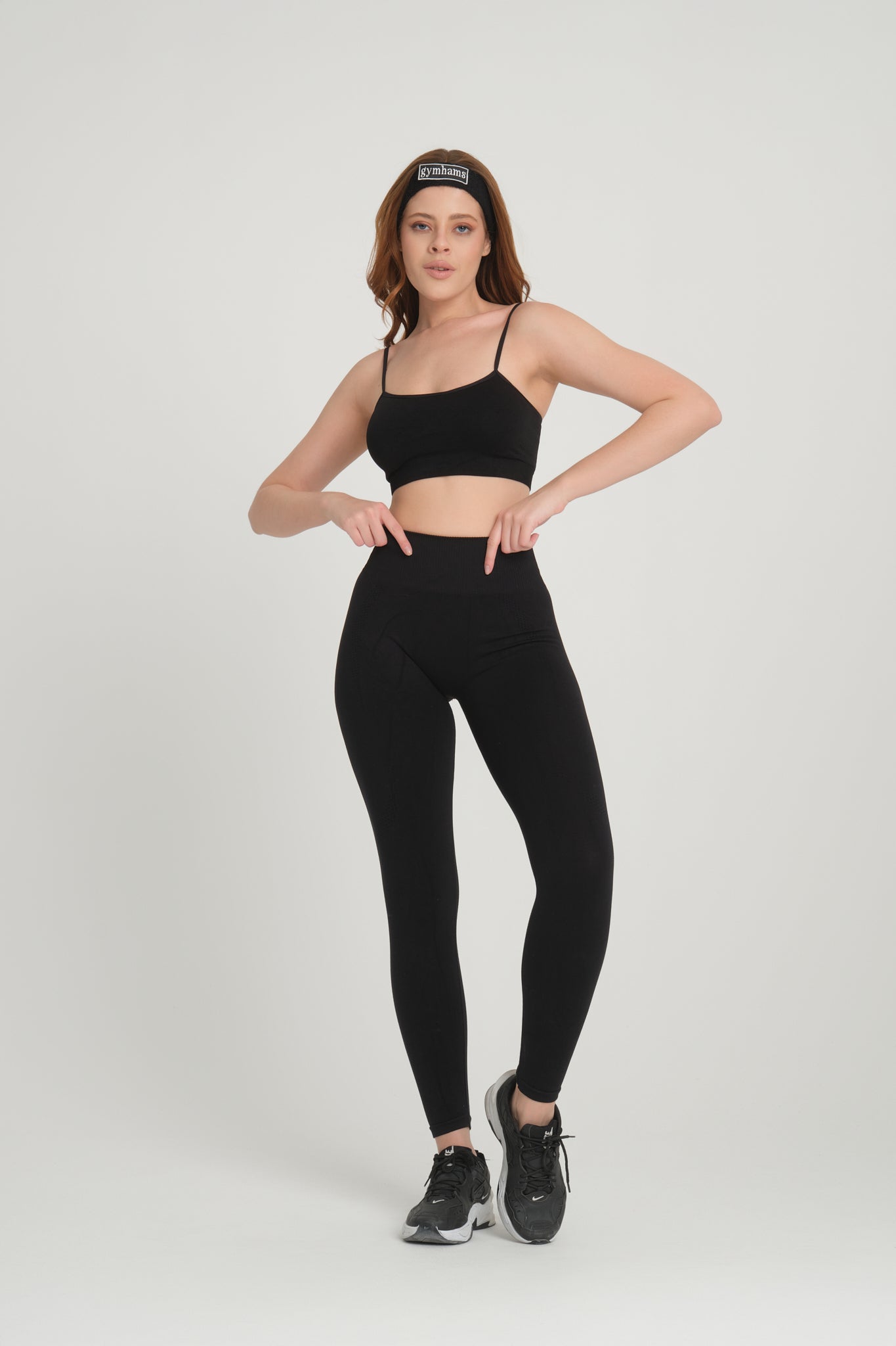 Siyah (BASKISIZ) Kalçası Büzgülü Kalça Şekillendirici Push Up Kadın Spor Tayt