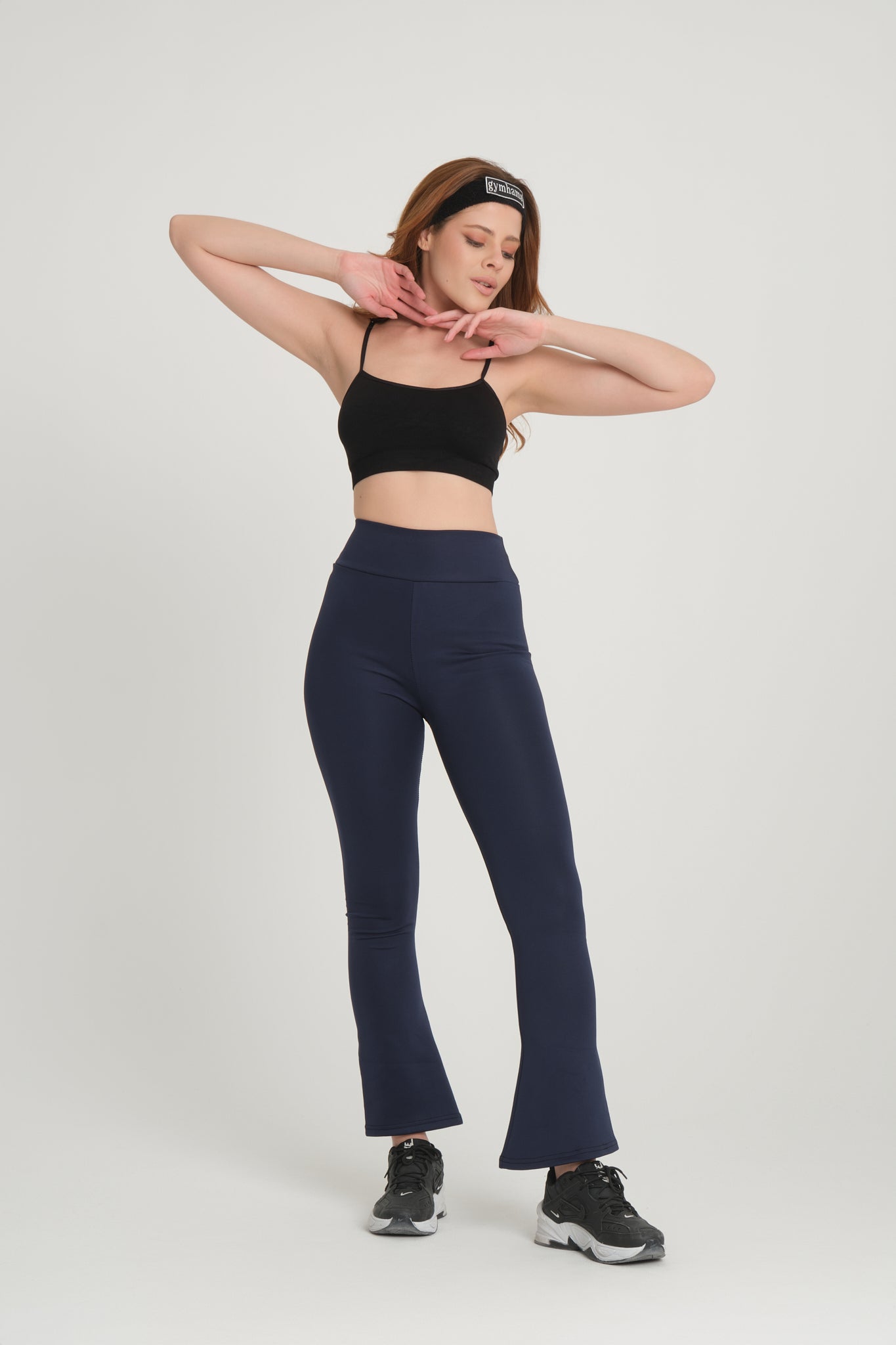 İspanyol Paça Lacivert Kalçası Büzgülü Kalça Şekillendirici Toparlayıcı Push Up Kadın Spor Tayt