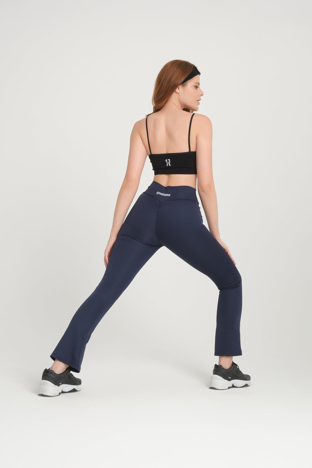 İspanyol Paça Lacivert Kalçası Büzgülü Kalça Şekillendirici Toparlayıcı Push Up Kadın Spor Tayt