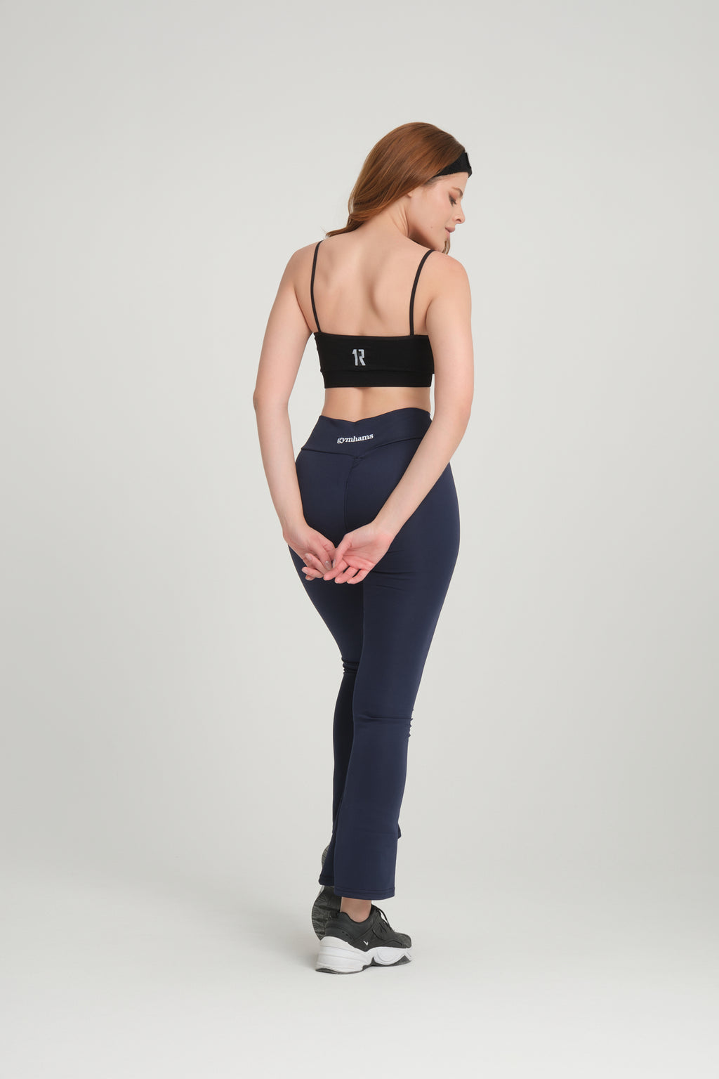 İspanyol Paça Lacivert Kalçası Büzgülü Kalça Şekillendirici Toparlayıcı Push Up Kadın Spor Tayt