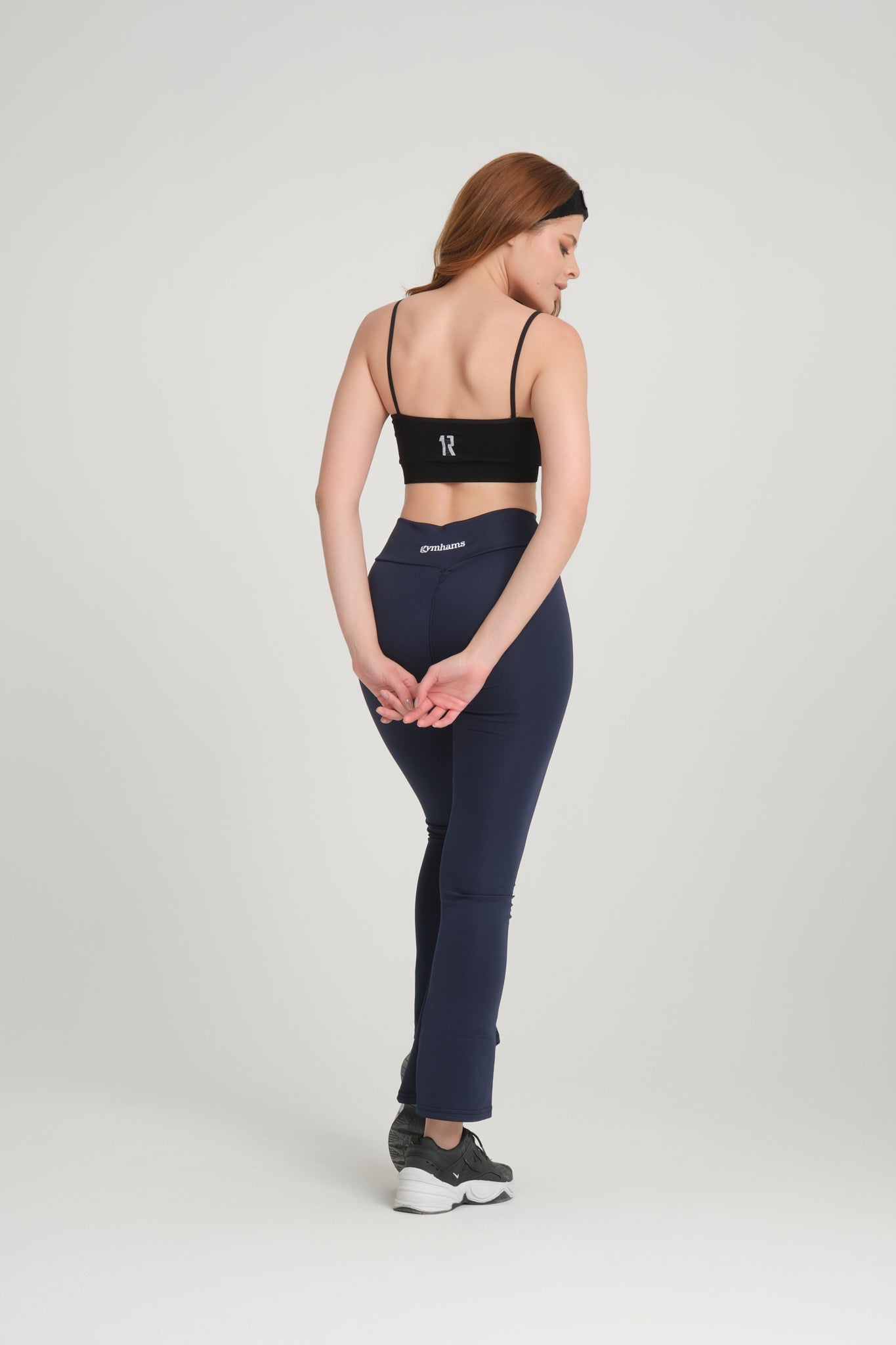 İspanyol Paça Lacivert Kalçası Büzgülü Kalça Şekillendirici Toparlayıcı Push Up Kadın Spor Tayt