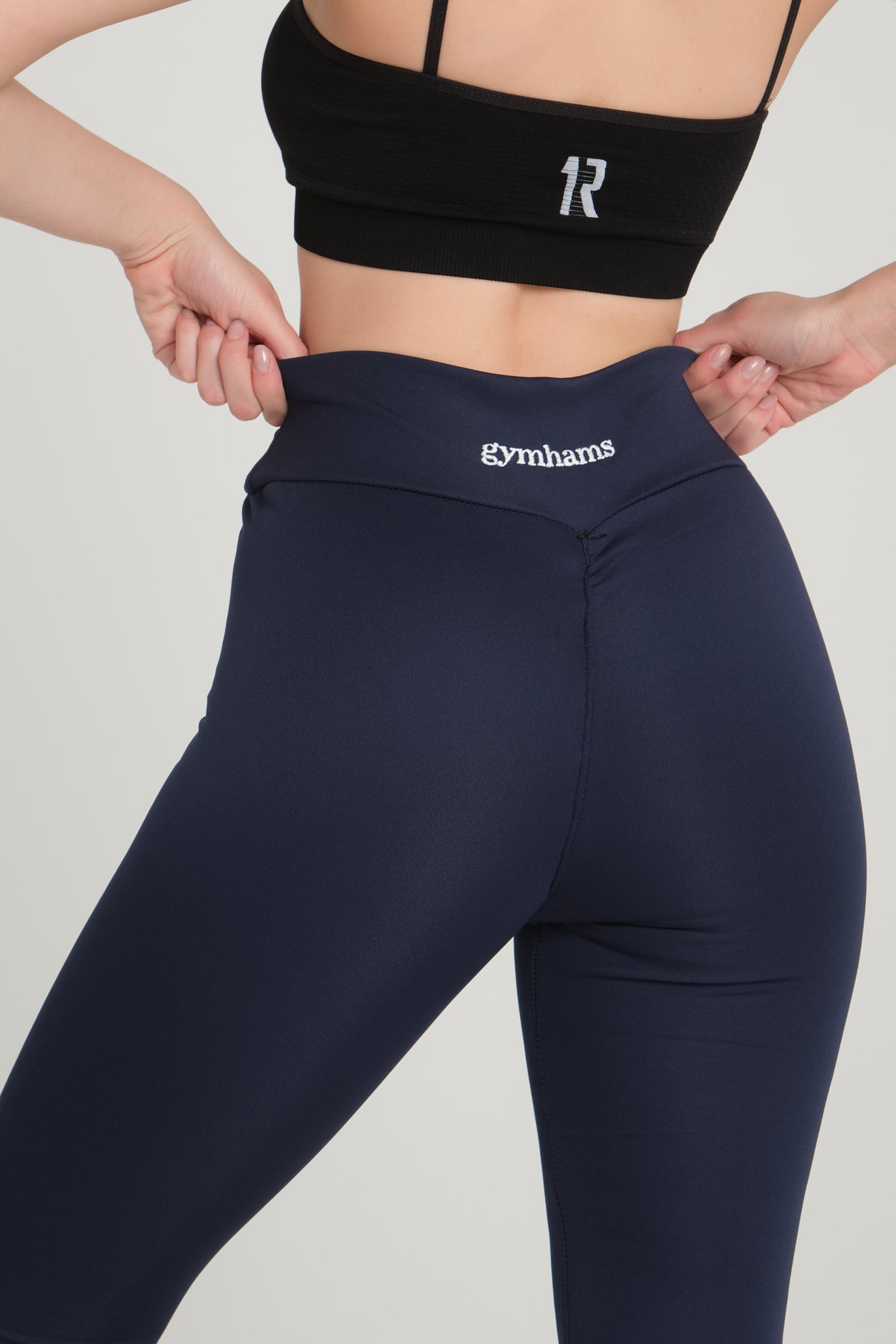 İspanyol Paça Lacivert Kalçası Büzgülü Kalça Şekillendirici Toparlayıcı Push Up Kadın Spor Tayt