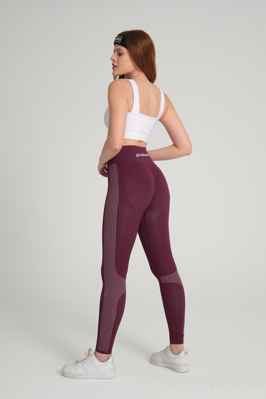 Wind Serisi Mürdüm Yumuşak İnce Yapılı Büzgülü Push Up Yüksek Bel Kadın Spor Tayt