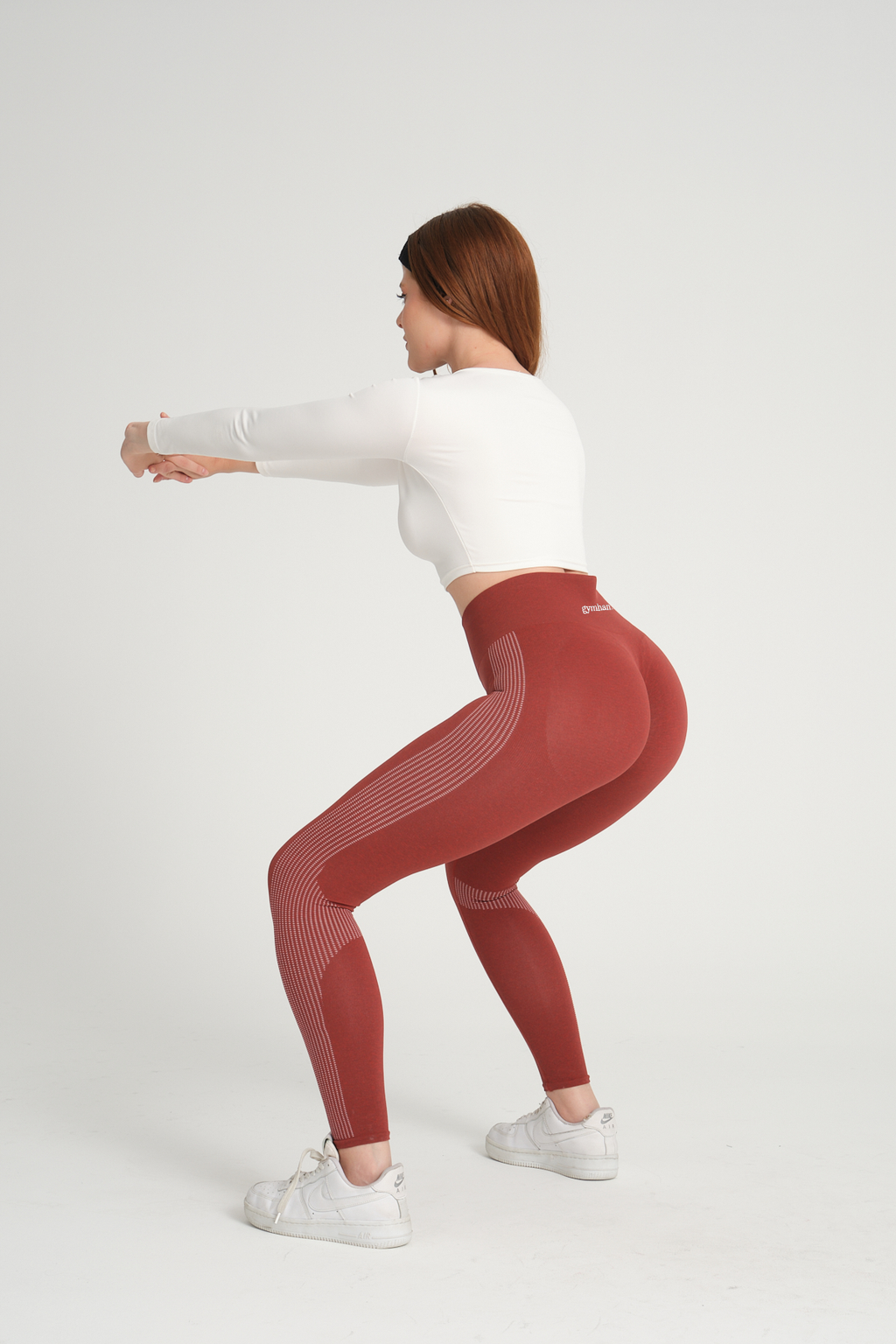 Wind Serisi Kiremit Yumuşak İnce Yapılı Büzgülü Push Up Yüksek Bel Kadın Spor Tayt