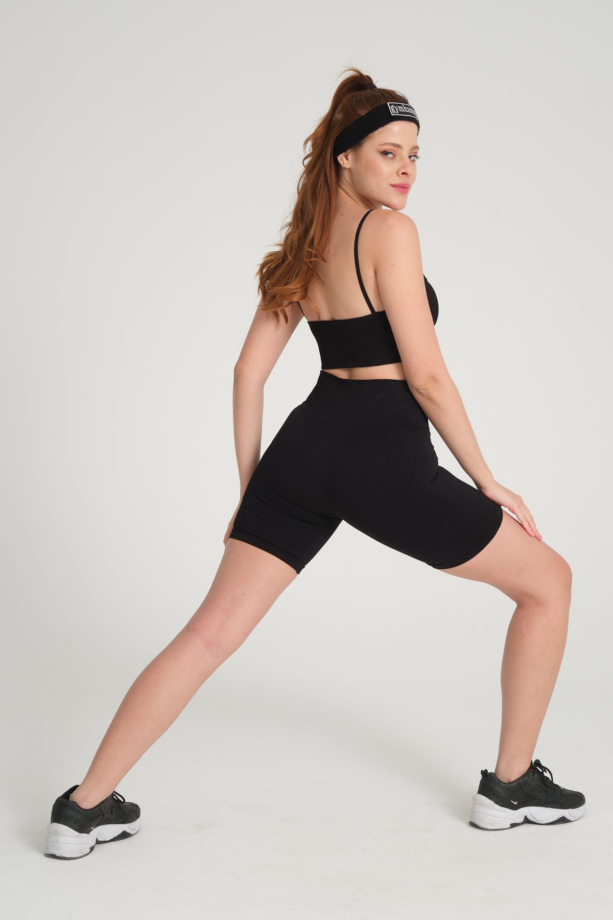 Siyah Biker Boy BÜZGÜSÜZ Toparlayıcı Spor Fitness Yoga Kadın Şort