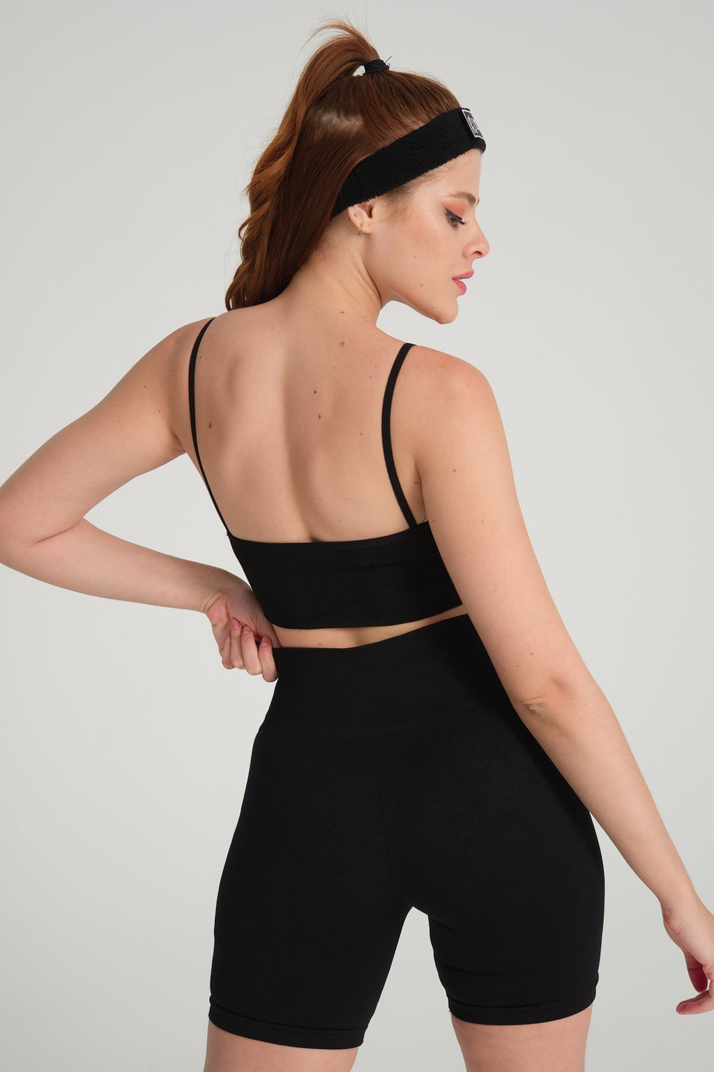 Siyah Biker Boy BÜZGÜSÜZ Toparlayıcı Spor Fitness Yoga Kadın Şort