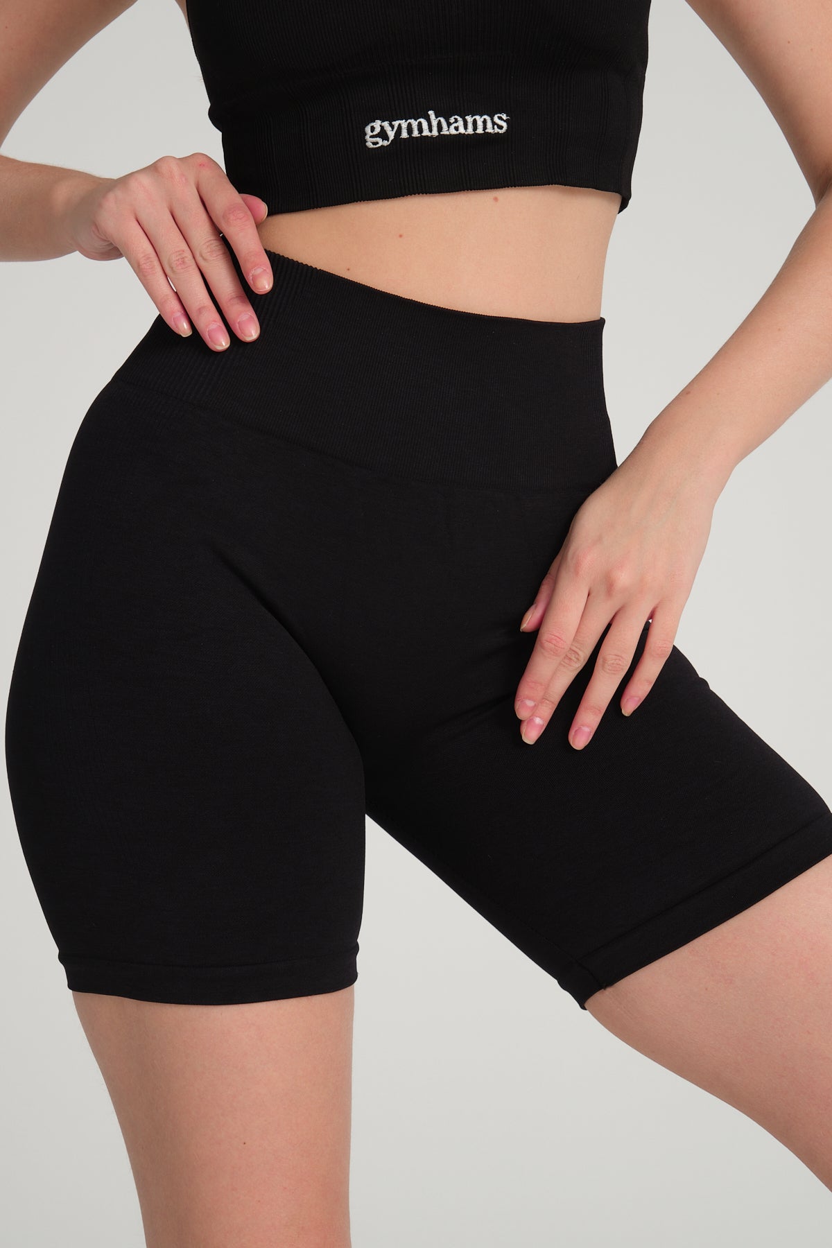 Siyah Biker Boy BÜZGÜSÜZ Toparlayıcı Spor Fitness Yoga Kadın Şort