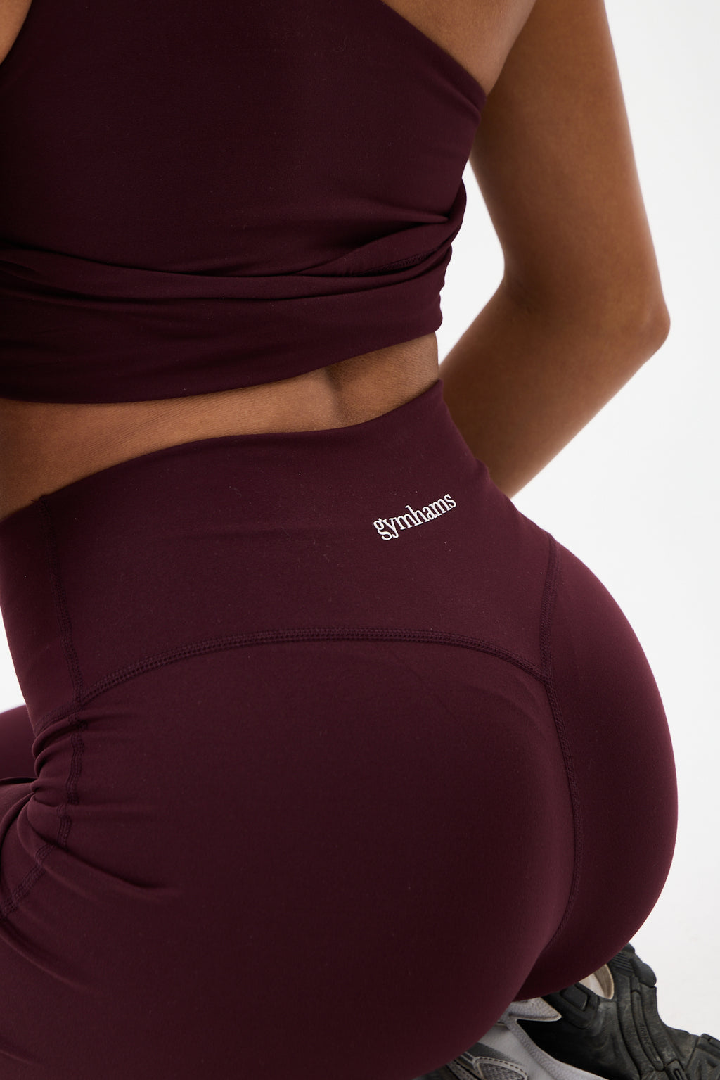Soft Pace Önü Dikişsiz Yüksek Bel Bol Paça Yumuşak Dokulu Yoga Pantolonu/Tayt – Mürdüm