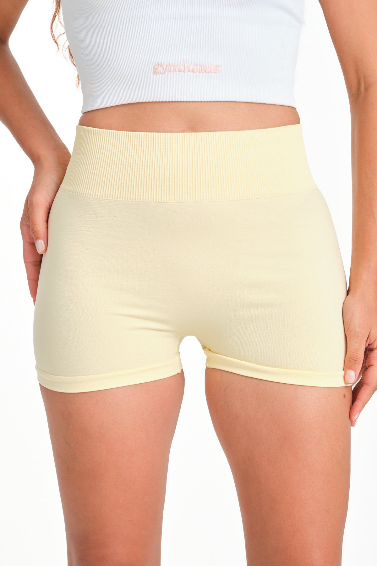 Gymhams Drop Butter Yellow(Sarı) Kalça Büzgülü Süper Mini Şort