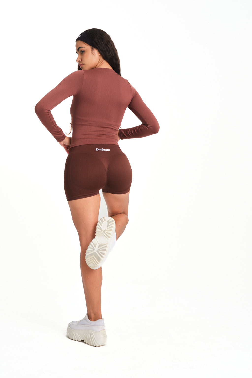 Gymhams Drop Kahve Kalça Büzgülü Süper Mini Şort