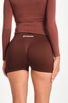 Gymhams Drop Kahve Kalça Büzgülü Süper Mini Şort