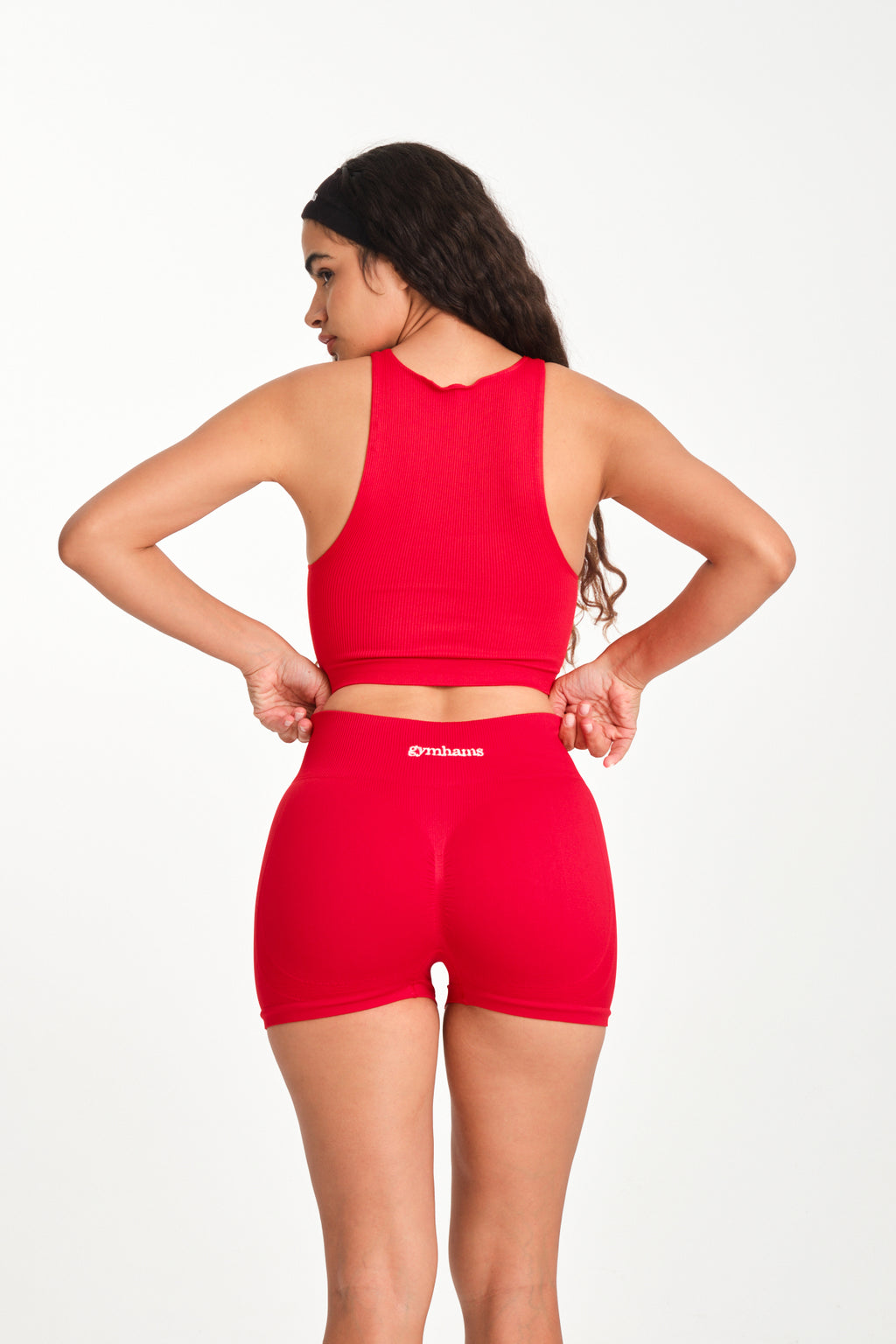 Gymhams Drop Kırmızı Kalça Büzgülü Süper Mini Şort