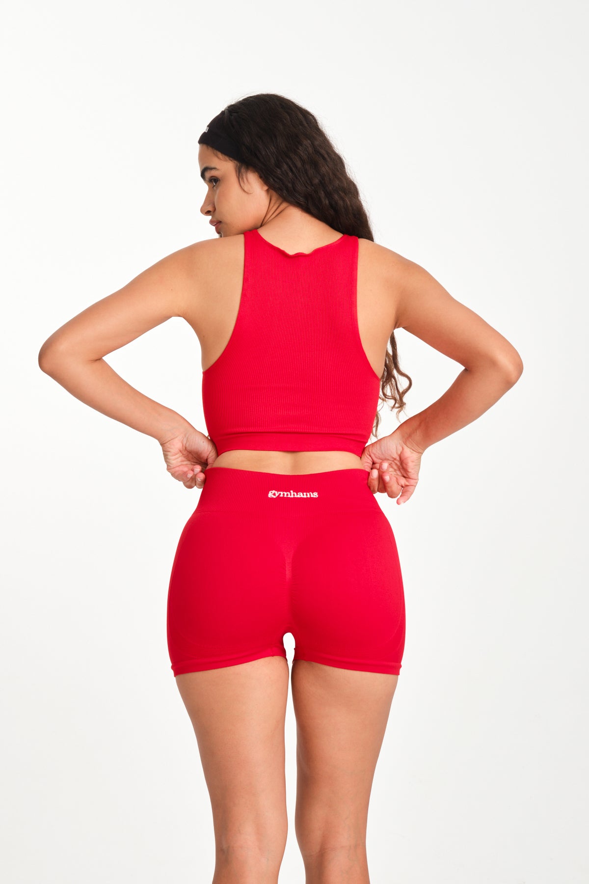 Gymhams Drop Kırmızı Kalça Büzgülü Süper Mini Şort