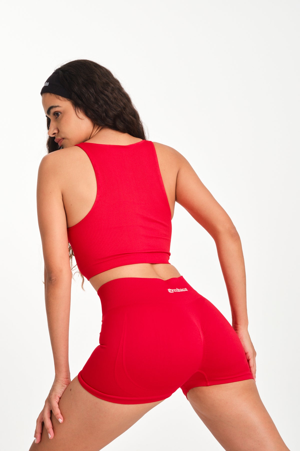 Gymhams Drop Kırmızı Kalça Büzgülü Süper Mini Şort