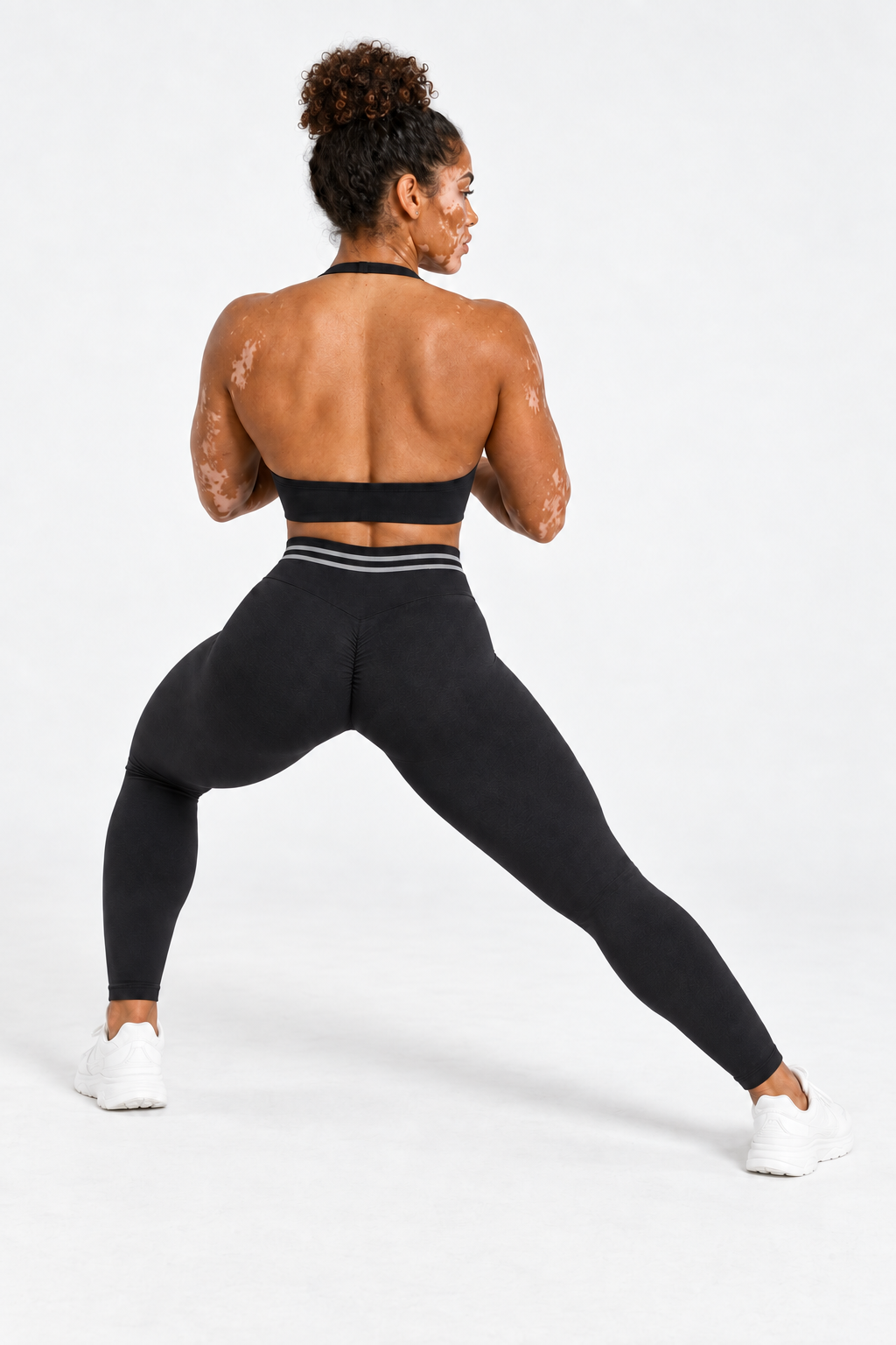 Siyah Line Contour Çizgili Yüksek Bel Kalça Şekillendirici Seamless Tayt