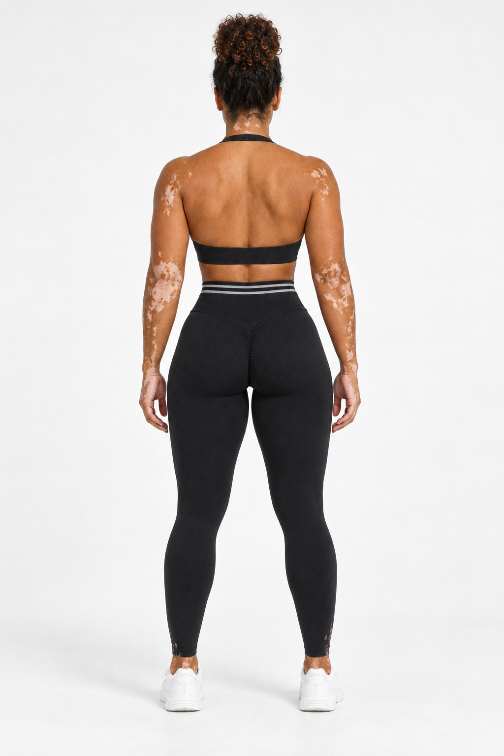 Siyah Line Contour Çizgili Yüksek Bel Kalça Şekillendirici Seamless Tayt