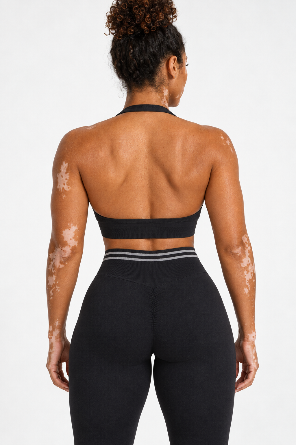 Siyah Line Contour Çizgili Yüksek Bel Kalça Şekillendirici Seamless Tayt