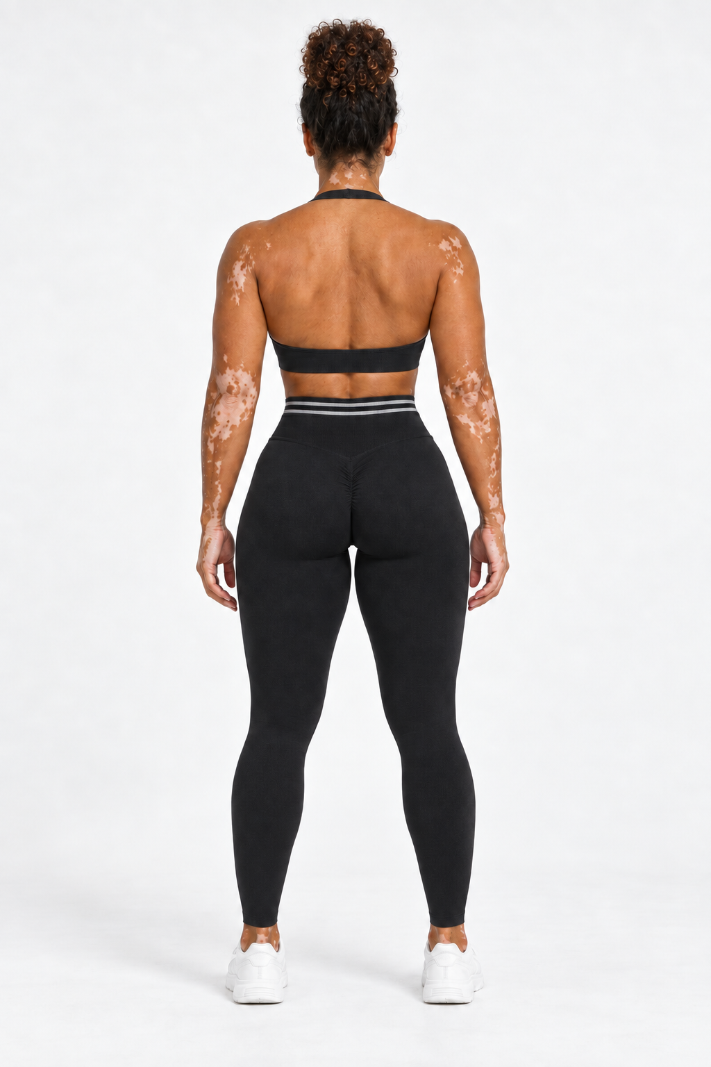 Siyah Line Contour Çizgili Yüksek Bel Kalça Şekillendirici Seamless Tayt