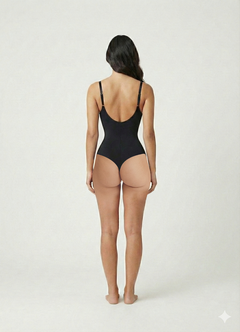 Siyah Tanga Kesim Ayarlanabilir Askılı Korse Body – Bel & Karın Toparlayıcı, İz Yapmaz