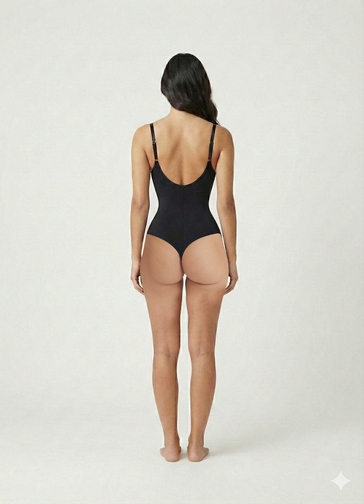 Siyah Tanga Kesim Ayarlanabilir Askılı Korse Body – Bel & Karın Toparlayıcı, İz Yapmaz