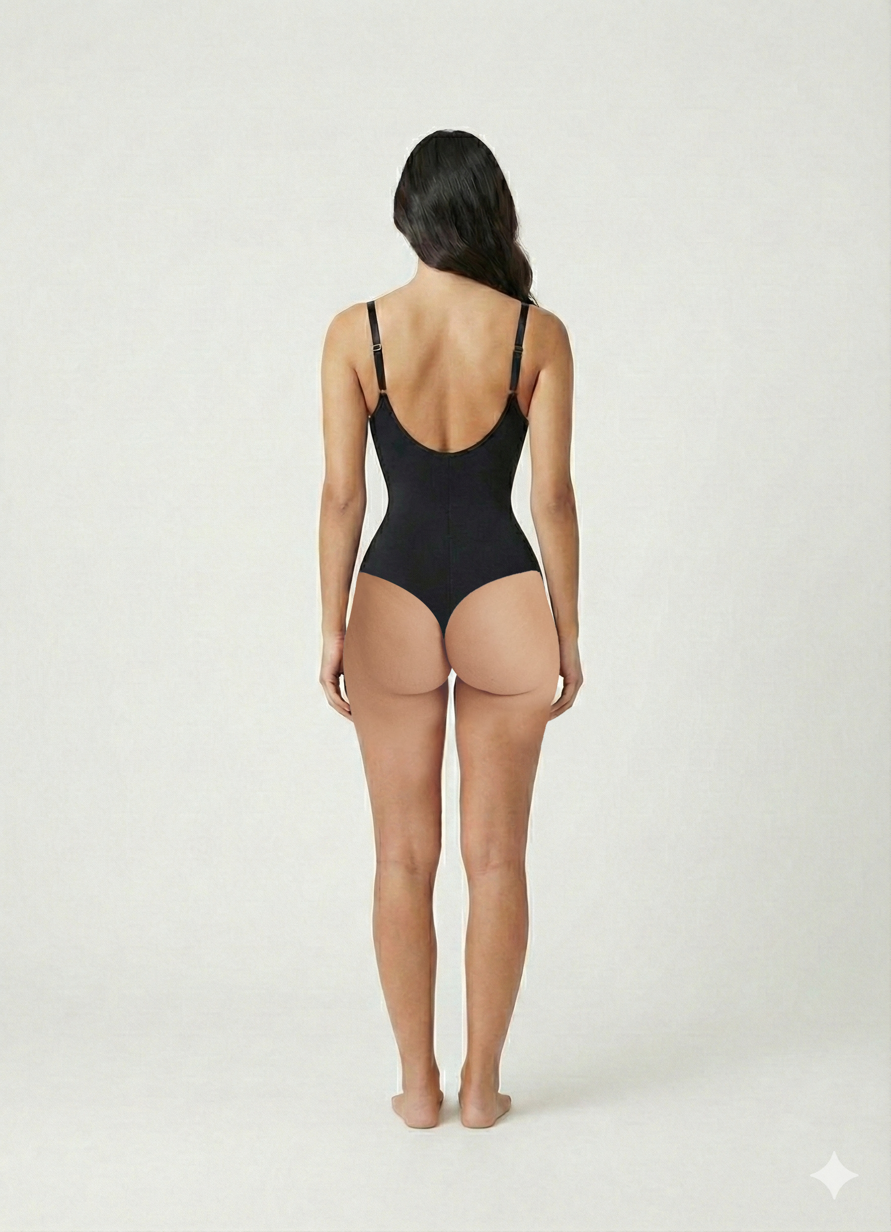 Siyah Tanga Kesim Ayarlanabilir Askılı Korse Body – Bel & Karın Toparlayıcı, İz Yapmaz
